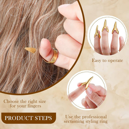 Jadive 6 Pieces Metal Hair Parting & Sectioning Rings - Stitch Braid Tool for Women, Salon Use, Halloween Cosplay