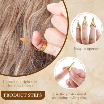 Jadive 6 Pieces Metal Hair Parting & Sectioning Rings - Stitch Braid Tool for Women, Salon Use, Halloween Cosplay