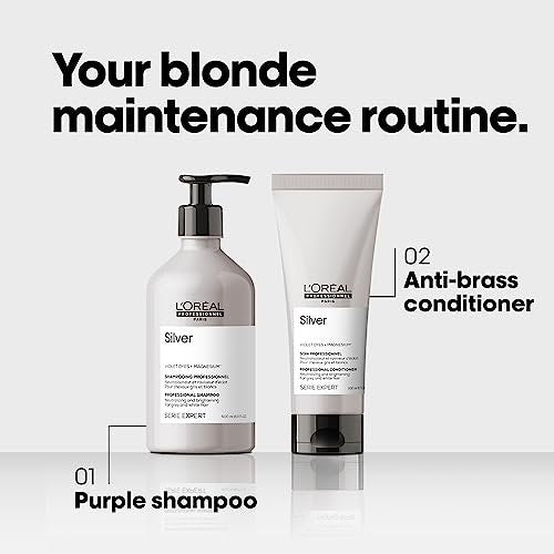 L'Oréal Professionnel Paris Color Depositing Purple Shampoo - Neutralizes Unwanted Yellow Tones for Blonde, Bleached, White & Gray Hair, 16.9 Fl Oz Avelisse