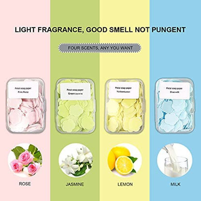 FERCAISH 400 Petal Soap Sheets – Portable Dissolvable Hand Soap for Travel, Camping & Hiking (4 Box Set)