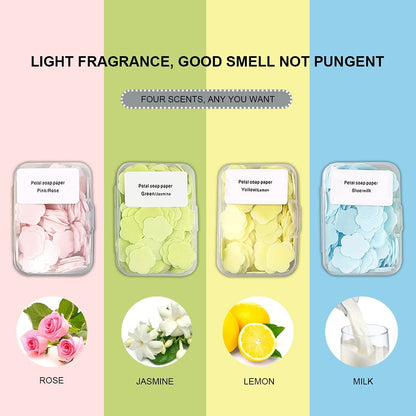 FERCAISH 400 Petal Soap Sheets – Portable Dissolvable Hand Soap for Travel, Camping & Hiking (4 Box Set)