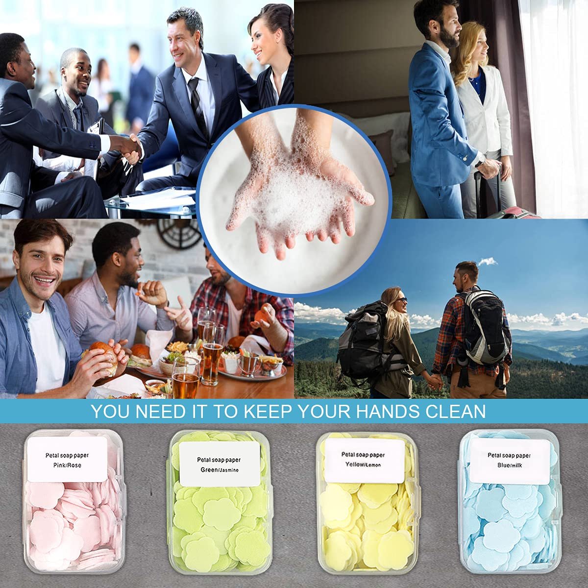 FERCAISH 400 Petal Soap Sheets – Portable Dissolvable Hand Soap for Travel, Camping & Hiking (4 Box Set) - görsel 13