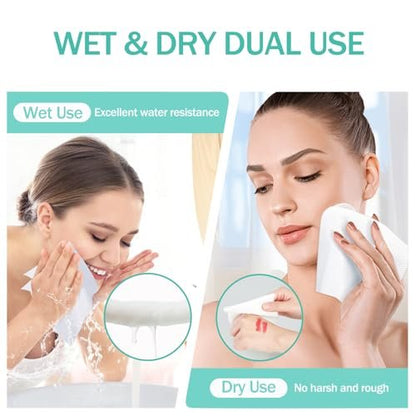 Tahoe Trails Disposable Face Towel – Soft Dry Wipe, Lint Free, Cotton Facial Tissue for Sensitive Skin, Makeup Removing & Surface Cleaning, 7.87 x 7.87 inch, 80 Count