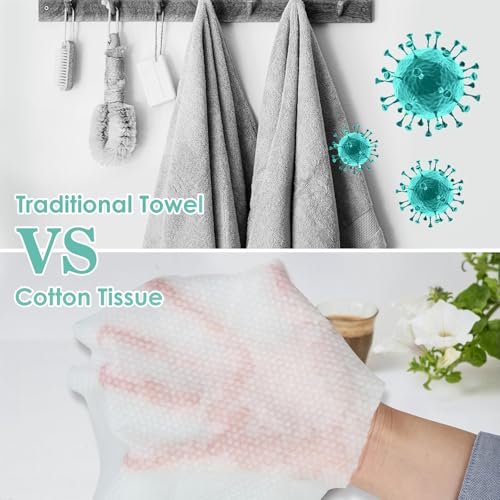 Tahoe Trails Disposable Face Towel – Soft Dry Wipe, Lint Free, Cotton Facial Tissue for Sensitive Skin, Makeup Removing & Surface Cleaning, 7.87 x 7.87 inch, 80 Count - görsel 6