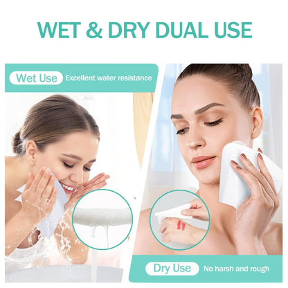 Tahoe Trails Disposable Face Towel – Soft Dry Wipe, Lint Free, Cotton Facial Tissue for Sensitive Skin, Makeup Removing & Surface Cleaning, 7.87 x 7.87 inch, 80 Count
