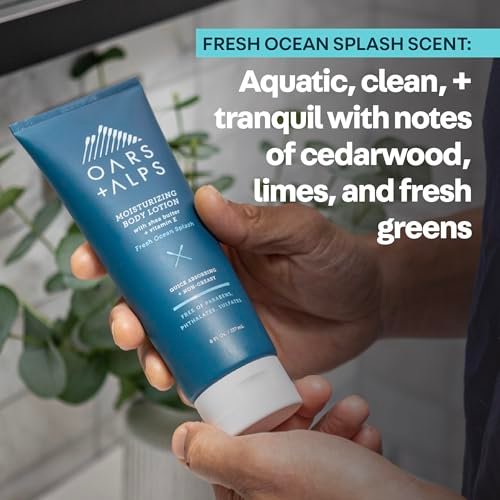 Oars + Alps Body Lotion - Moisturizing Body Lotion with Vitamin E, Shea Butter & Magnesium, Hydrating & Soothing, Quick Absorbing, Non-Greasy, Fresh Ocean Splash, 8 oz Avelisse