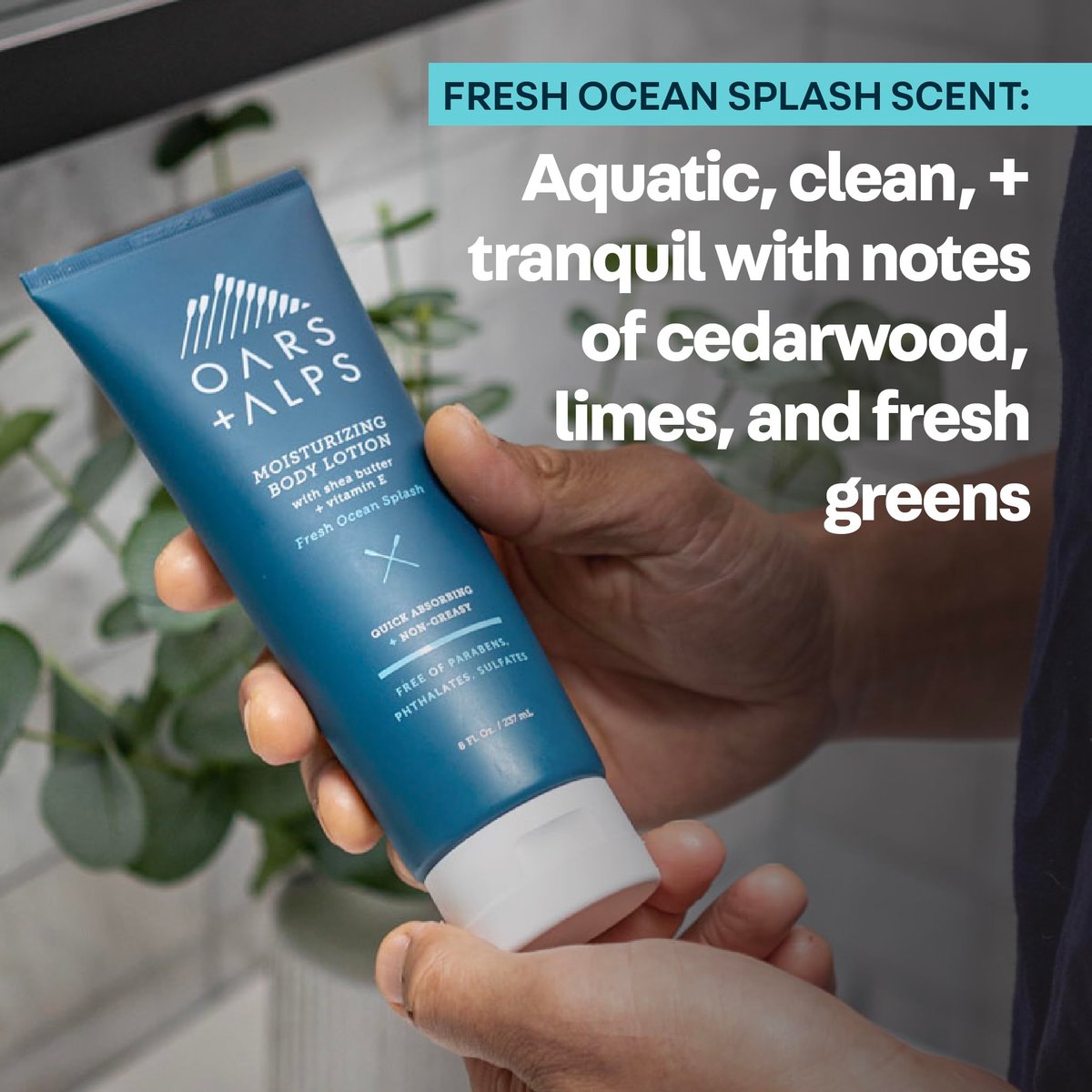 Oars + Alps Body Lotion - Moisturizing Body Lotion with Vitamin E, Shea Butter & Magnesium, Hydrating & Soothing, Quick Absorbing, Non-Greasy, Fresh Ocean Splash, 8 oz Avelisse