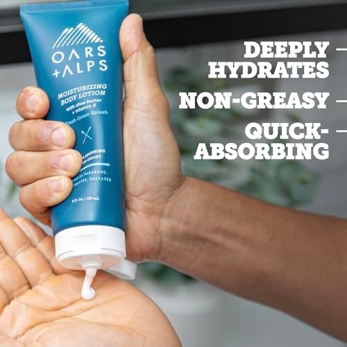 Oars + Alps Body Lotion - Moisturizing Body Lotion with Vitamin E, Shea Butter & Magnesium, Hydrating & Soothing, Quick Absorbing, Non-Greasy, Fresh Ocean Splash, 8 oz Avelisse