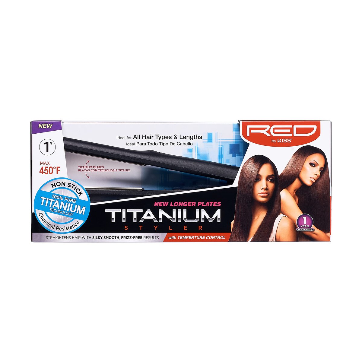 Red by Kiss 1-Inch Titanium Flat Iron with Temperature Control (FT10) - Adjustable Open Dial - görsel 7