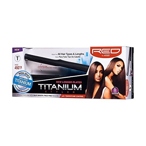 Red by Kiss 1-Inch Titanium Flat Iron with Temperature Control (FT10) - Adjustable Open Dial - görsel 10