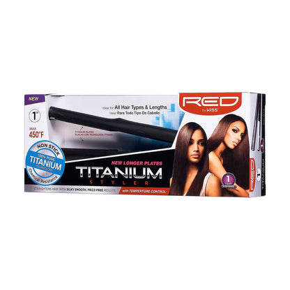 Red by Kiss 1-Inch Titanium Flat Iron with Temperature Control (FT10) - Adjustable Open Dial