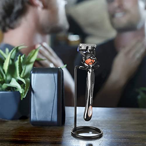 Linkidea Stainless Steel Safety Razor Stand - Tall Black Travel Shaving Razor Holder, Compatible with Gillette Fusion 5 Long Handle Razors - görsel 9