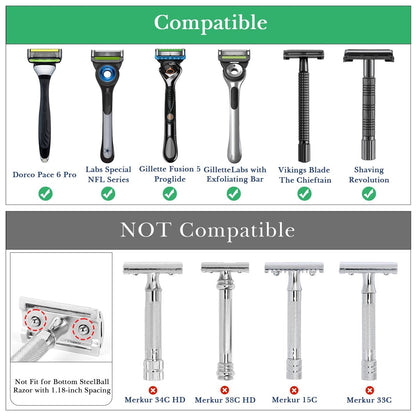 Linkidea Stainless Steel Safety Razor Stand - Tall Black Travel Shaving Razor Holder, Compatible with Gillette Fusion 5 Long Handle Razors
