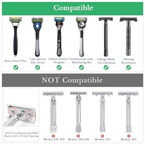 Linkidea Stainless Steel Safety Razor Stand - Tall Black Travel Shaving Razor Holder, Compatible with Gillette Fusion 5 Long Handle Razors - görsel 3