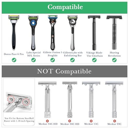 Linkidea Stainless Steel Safety Razor Stand - Tall Black Travel Shaving Razor Holder, Compatible with Gillette Fusion 5 Long Handle Razors