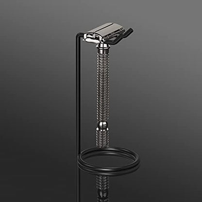Linkidea Stainless Steel Safety Razor Stand - Tall Black Travel Shaving Razor Holder, Compatible with Gillette Fusion 5 Long Handle Razors