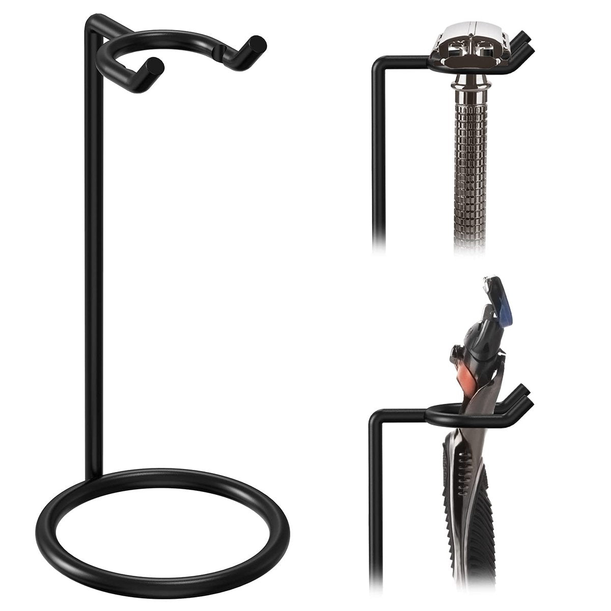 Linkidea Stainless Steel Safety Razor Stand - Tall Black Travel Shaving Razor Holder, Compatible with Gillette Fusion 5 Long Handle Razors - görsel 2
