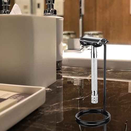 Linkidea Stainless Steel Safety Razor Stand - Tall Black Travel Shaving Razor Holder, Compatible with Gillette Fusion 5 Long Handle Razors - görsel 11