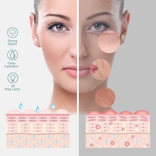 OmySalon 2 in 1 Facial Steamer with 5X Magnifying Lamp & Touch Screen - Professional Face Spa Mist for Home Use - görsel 9