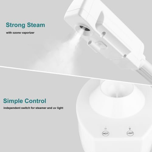 OmySalon 2 in 1 Facial Steamer with 5X Magnifying Lamp & Touch Screen - Professional Face Spa Mist for Home Use - görsel 3