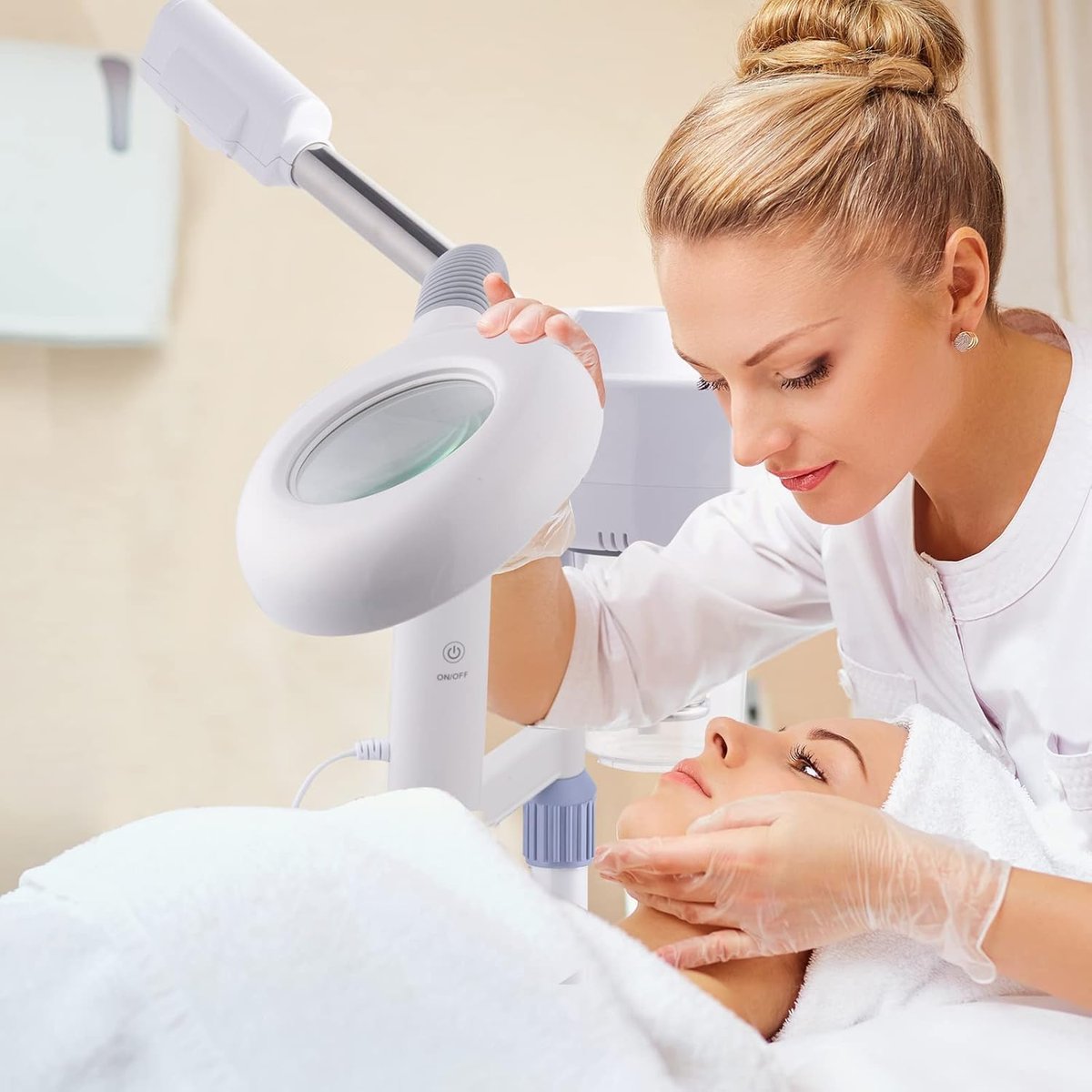 OmySalon 2 in 1 Facial Steamer with 5X Magnifying Lamp & Touch Screen - Professional Face Spa Mist for Home Use - görsel 5