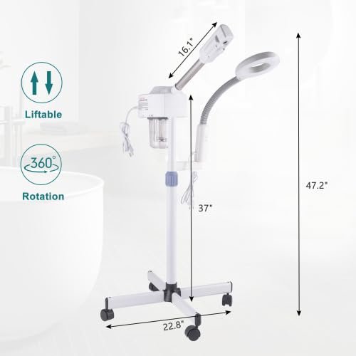 OmySalon 2 in 1 Facial Steamer with 5X Magnifying Lamp & Touch Screen - Professional Face Spa Mist for Home Use - görsel 4
