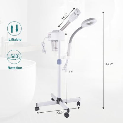 OmySalon 2 in 1 Facial Steamer with 5X Magnifying Lamp & Touch Screen - Professional Face Spa Mist for Home Use