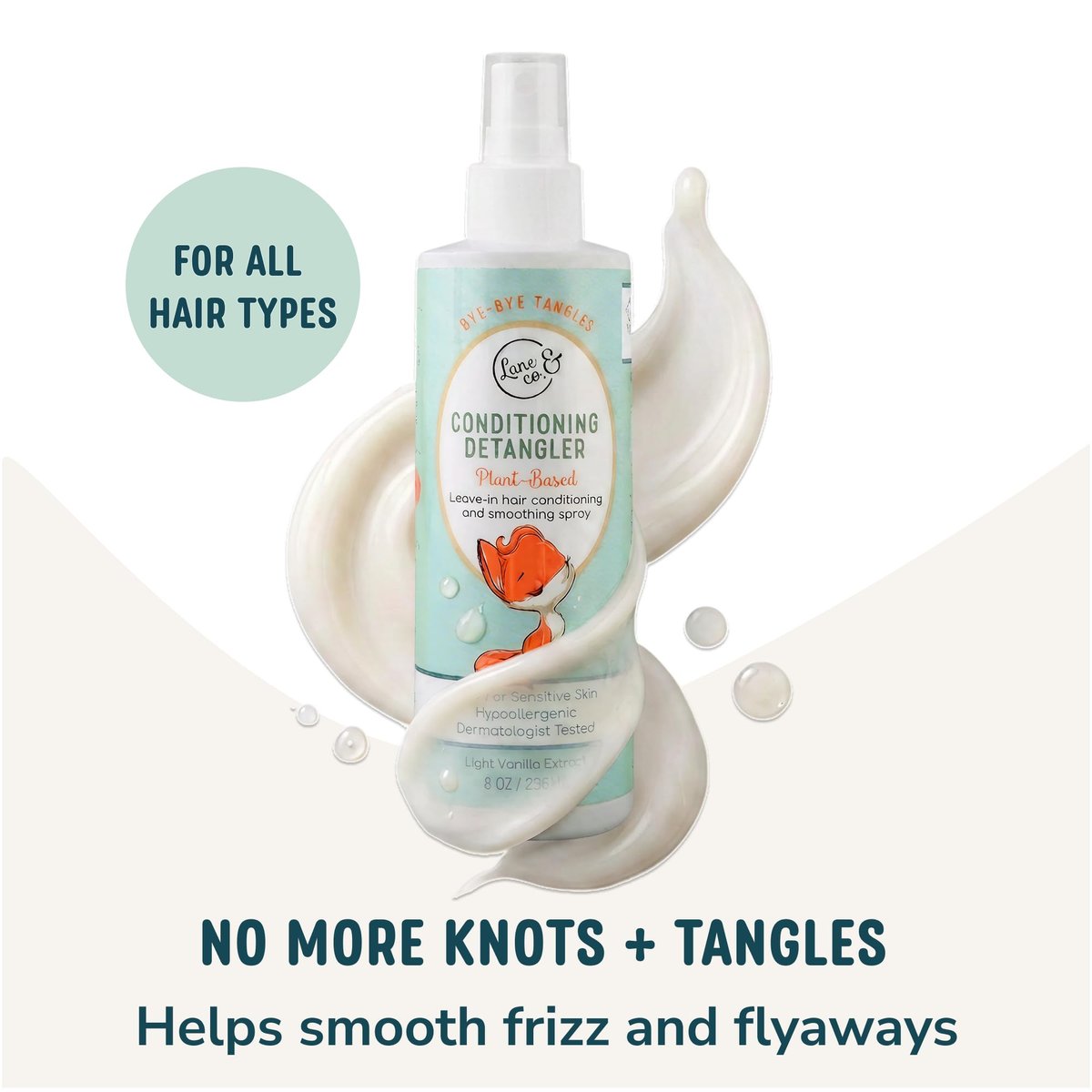 LANE & CO. Kids Hair Detangler Spray - Leave In Conditioner for Knots, Tangles & Frizz, Baby Detangler Spray for Wet or Dry Hair, Vegan, 8 fl oz Avelisse