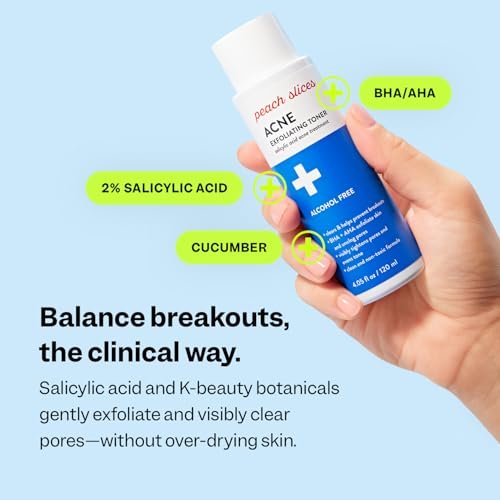 Peach Slices Acne Exfoliating Toner - 2% Salicylic Acid with Lactic & Glycolic Acid, Cucumber - Vegan & Cruelty-Free Korean Skincare (4.05 oz) - görsel 6