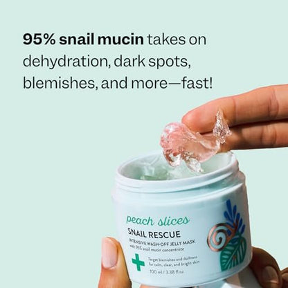 Peach Slices Snail Rescue Intensive Wash-Off Jelly Mask - 95% Snail Mucin Concentrate for Clear, Gentle Skin