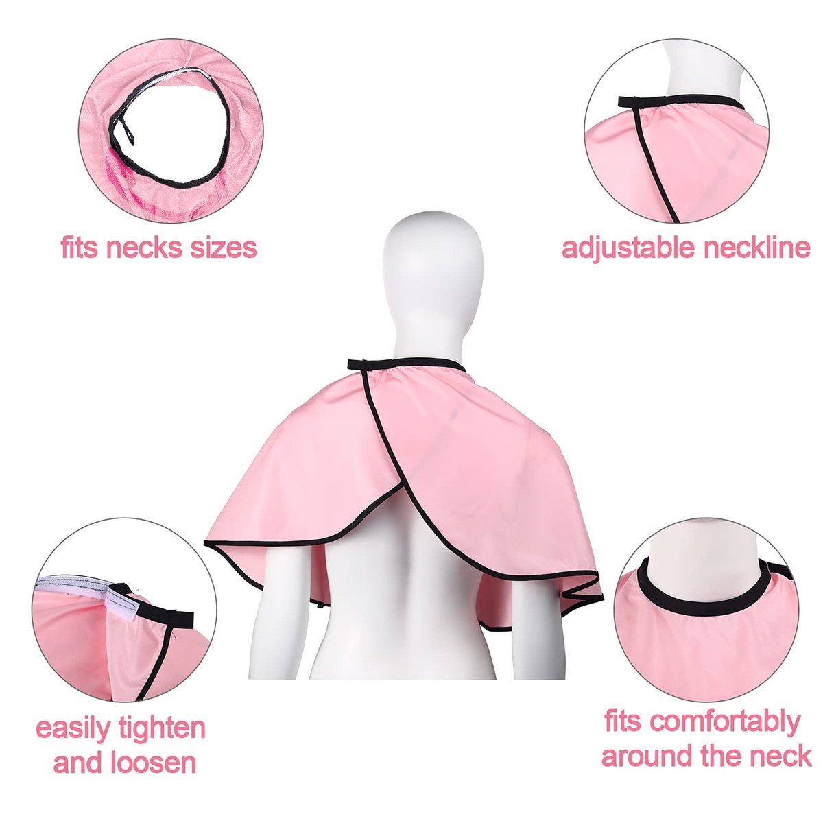 3-Piece Makeup Capes for Clients - Salon Hair Dye Aprons, Styling Shampoo Capes, Barber Short Smock (Black, White, Pink) Avelisse