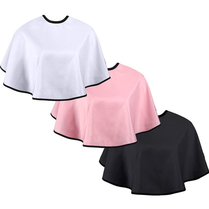 3-Piece Makeup Capes for Clients - Salon Hair Dye Aprons, Styling Shampoo Capes, Barber Short Smock (Black, White, Pink) Avelisse
