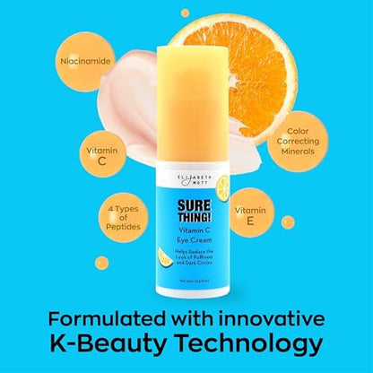 Elizabeth Mott Sure Thing Vitamin C Eye Cream – Brightening & De-Puffing Eye Treatment for Dark Circles, Vegan & Cruelty-Free, 0.5 oz Avelisse