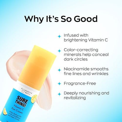 Elizabeth Mott Sure Thing Vitamin C Eye Cream – Brightening & De-Puffing Eye Treatment for Dark Circles, Vegan & Cruelty-Free, 0.5 oz Avelisse
