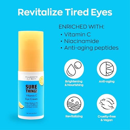 Elizabeth Mott Sure Thing Vitamin C Eye Cream – Brightening & De-Puffing Eye Treatment for Dark Circles, Vegan & Cruelty-Free, 0.5 oz Avelisse