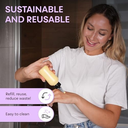 BRIGHTFROM Twist Top Applicator Bottles 4 oz (Pack of 2) - Squeeze Empty Plastic Bottles with Black Open/Close Nozzle, Refillable Multi-Purpose
