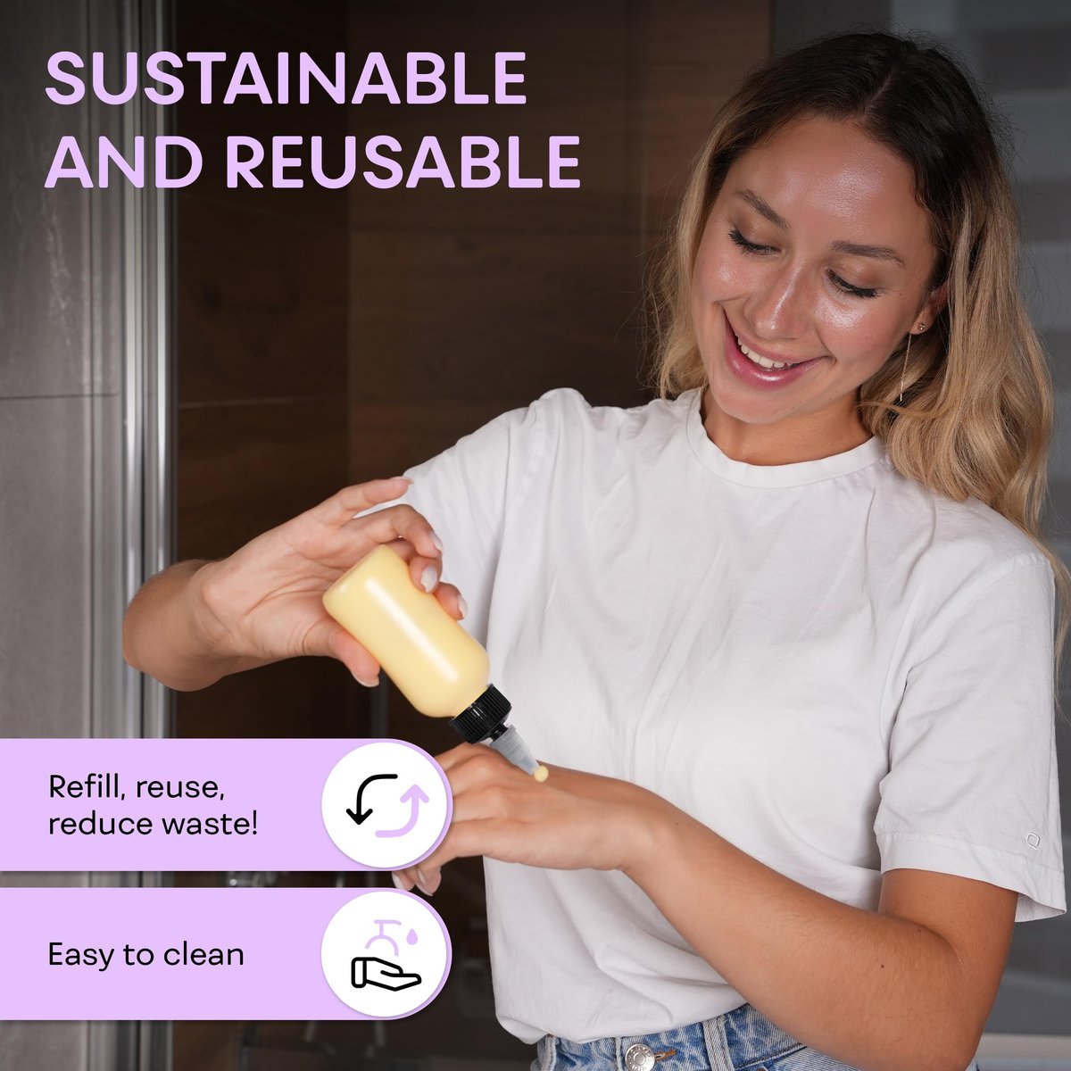 BRIGHTFROM Twist Top Applicator Bottles 4 oz (Pack of 2) - Squeeze Empty Plastic Bottles with Black Open/Close Nozzle, Refillable Multi-Purpose - görsel 13