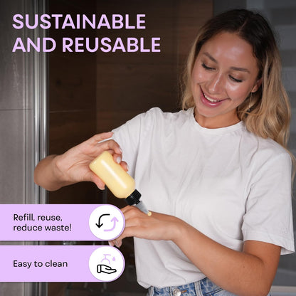 BRIGHTFROM Twist Top Applicator Bottles 4 oz (Pack of 2) - Squeeze Empty Plastic Bottles with Black Open/Close Nozzle, Refillable Multi-Purpose