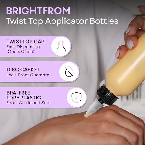 BRIGHTFROM Twist Top Applicator Bottles 4 oz (Pack of 2) - Squeeze Empty Plastic Bottles with Black Open/Close Nozzle, Refillable Multi-Purpose - görsel 4