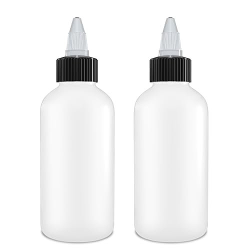 BRIGHTFROM Twist Top Applicator Bottles 4 oz (Pack of 2) - Squeeze Empty Plastic Bottles with Black Open/Close Nozzle, Refillable Multi-Purpose - görsel 2
