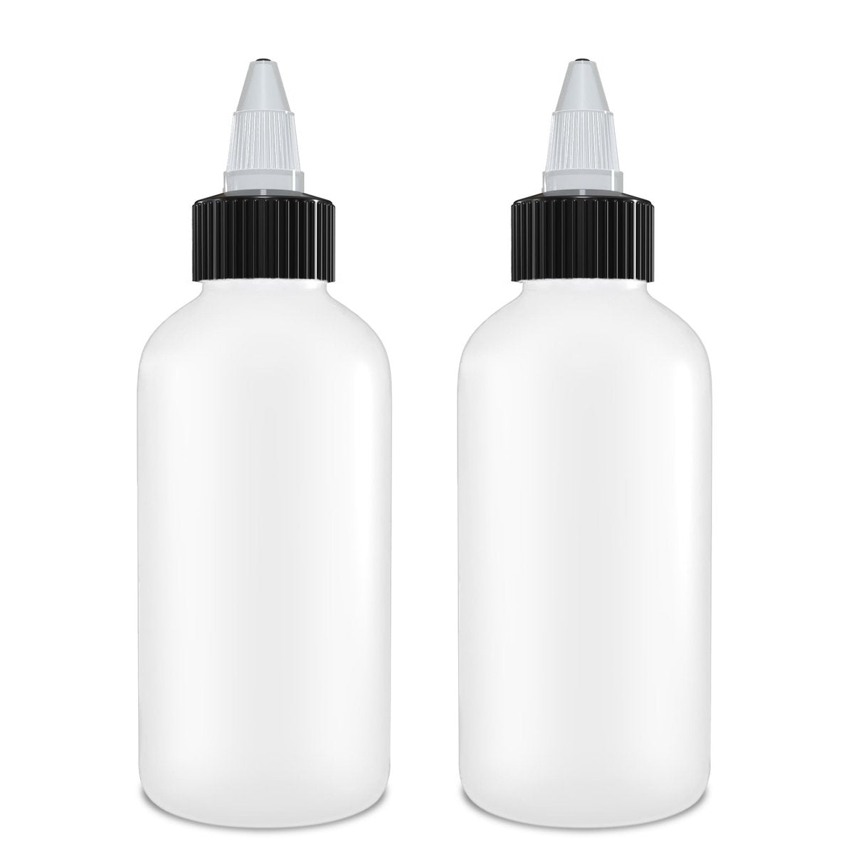 BRIGHTFROM Twist Top Applicator Bottles 4 oz (Pack of 2) - Squeeze Empty Plastic Bottles with Black Open/Close Nozzle, Refillable Multi-Purpose - görsel 1