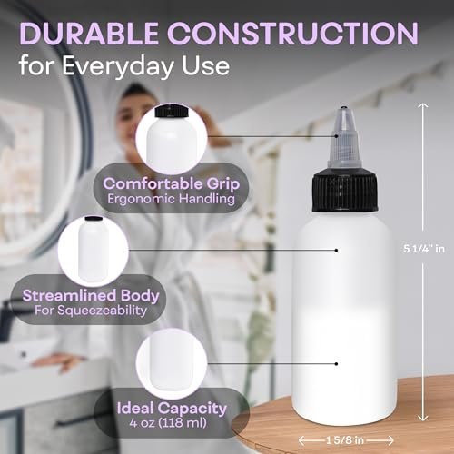 BRIGHTFROM Twist Top Applicator Bottles 4 oz (Pack of 2) - Squeeze Empty Plastic Bottles with Black Open/Close Nozzle, Refillable Multi-Purpose - görsel 6
