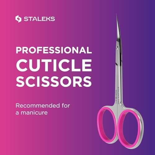 Staleks Professional Cuticle Scissors – Stainless Steel, Extra Fine Curved Blades, Smart 40 Type 3 SS-40/3 for Precise Manicure Avelisse