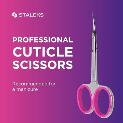 Staleks Professional Cuticle Scissors – Stainless Steel, Extra Fine Curved Blades, Smart 40 Type 3 SS-40/3 for Precise Manicure Avelisse