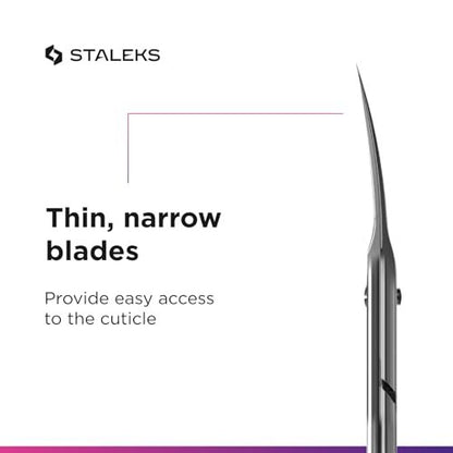 Staleks Professional Cuticle Scissors – Stainless Steel, Extra Fine Curved Blades, Smart 40 Type 3 SS-40/3 for Precise Manicure Avelisse