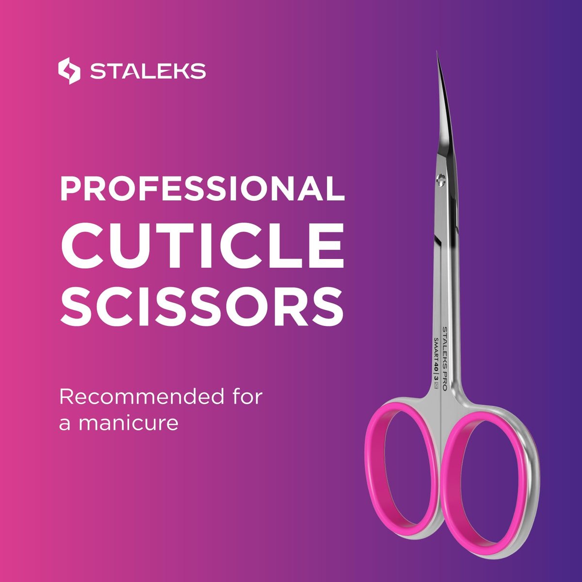 Staleks Professional Cuticle Scissors – Stainless Steel, Extra Fine Curved Blades, Smart 40 Type 3 SS-40/3 for Precise Manicure Avelisse