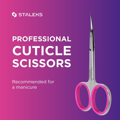Staleks Professional Cuticle Scissors – Stainless Steel, Extra Fine Curved Blades, Smart 40 Type 3 SS-40/3 for Precise Manicure Avelisse