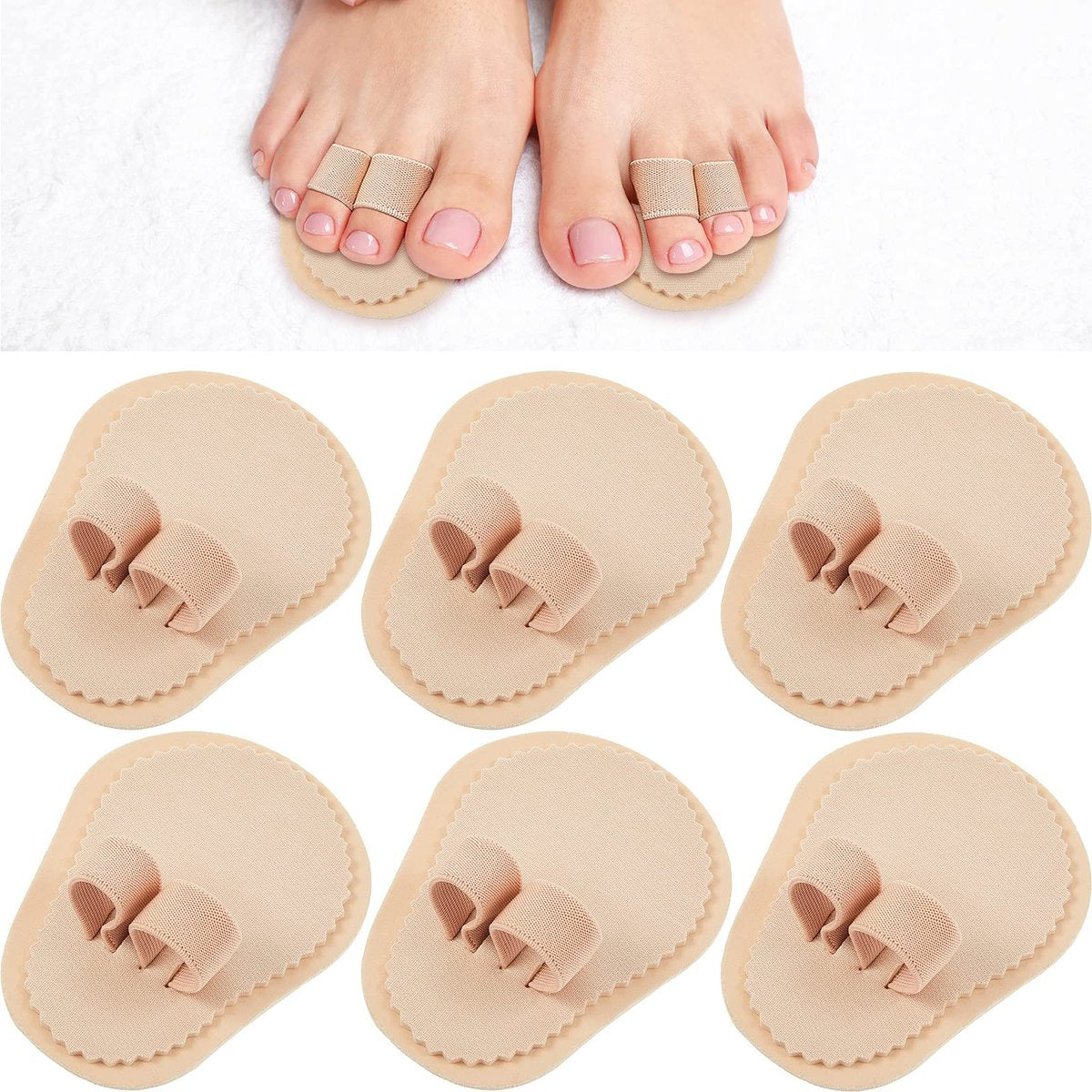 Nuanchu 6-Piece Double Toe Straightener & Hammer Toe Splint Corrector for Foot Pain Relief - görsel 1