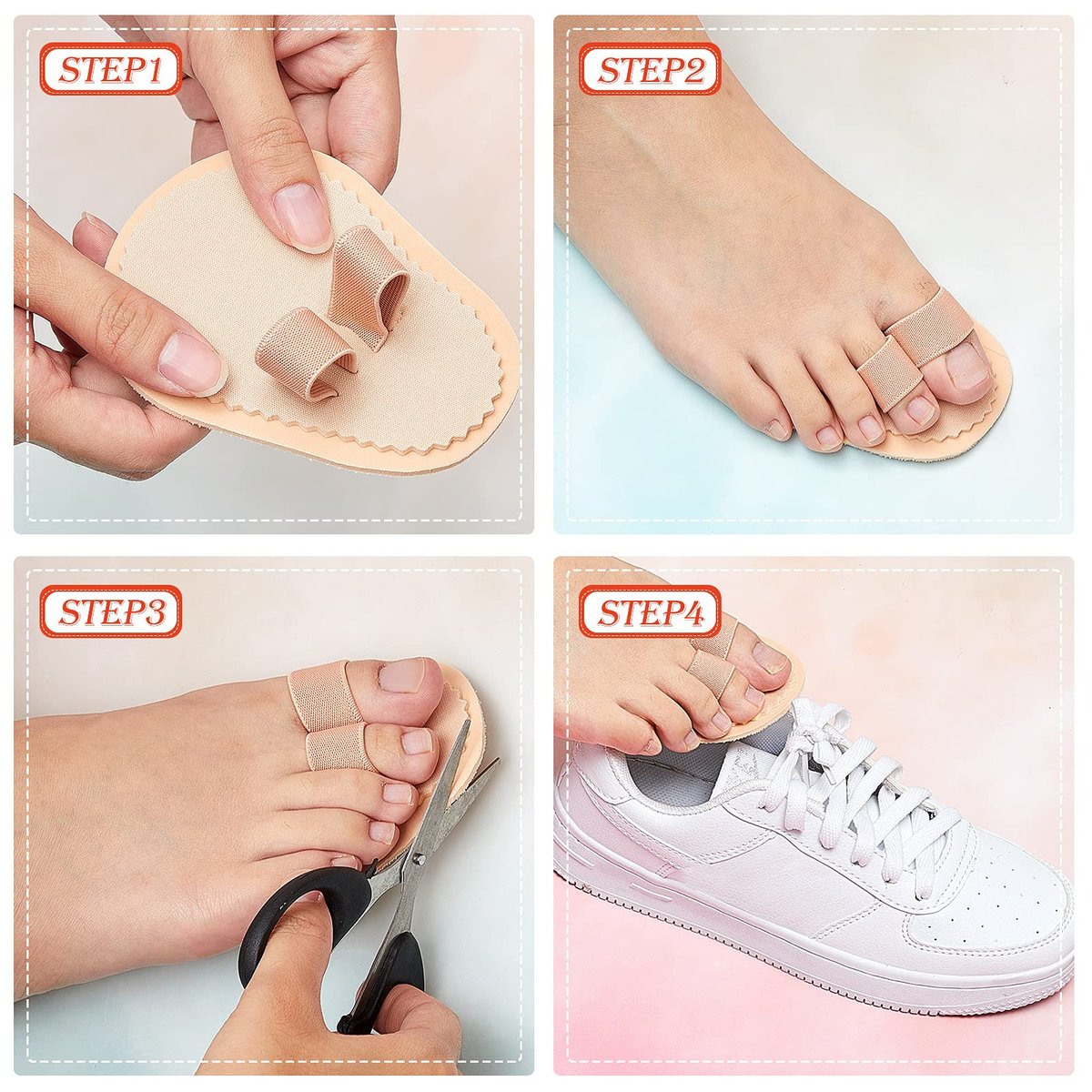 Nuanchu 6-Piece Double Toe Straightener & Hammer Toe Splint Corrector for Foot Pain Relief - görsel 7