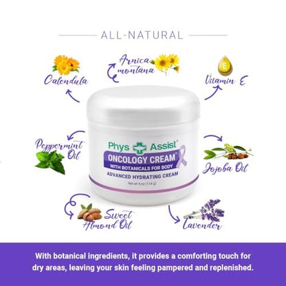 PhysAssist Oncology Cream 4 oz + Lip Balm – Hydrating & Soothing for Stressed Skin, Clinically Tested, Non-Irritant Avelisse
